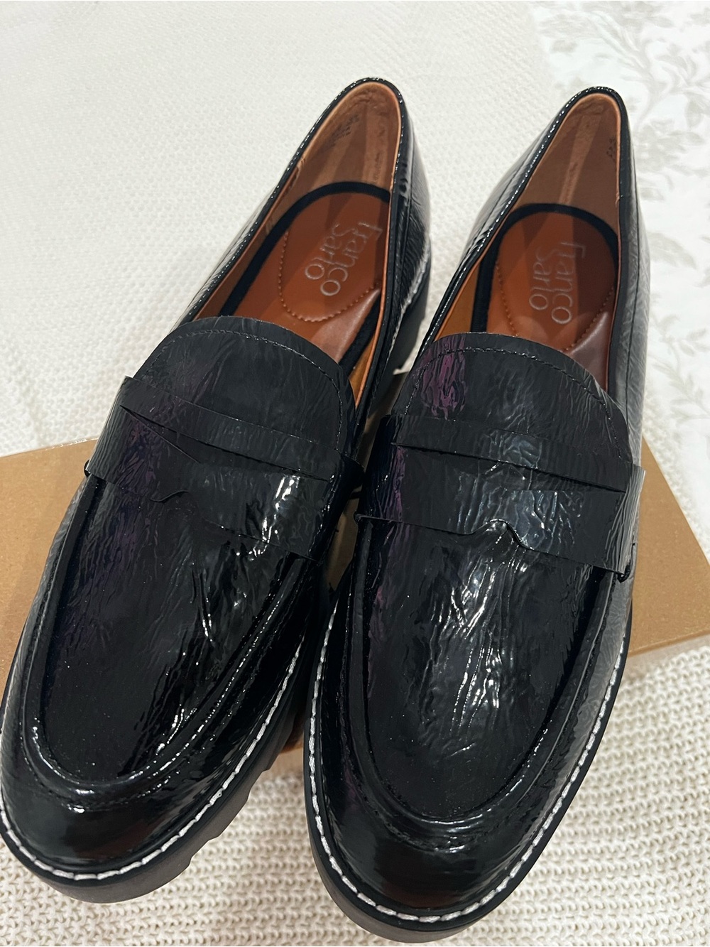 Never worn Franco Sarto Black Patent Leather Penny Loafers